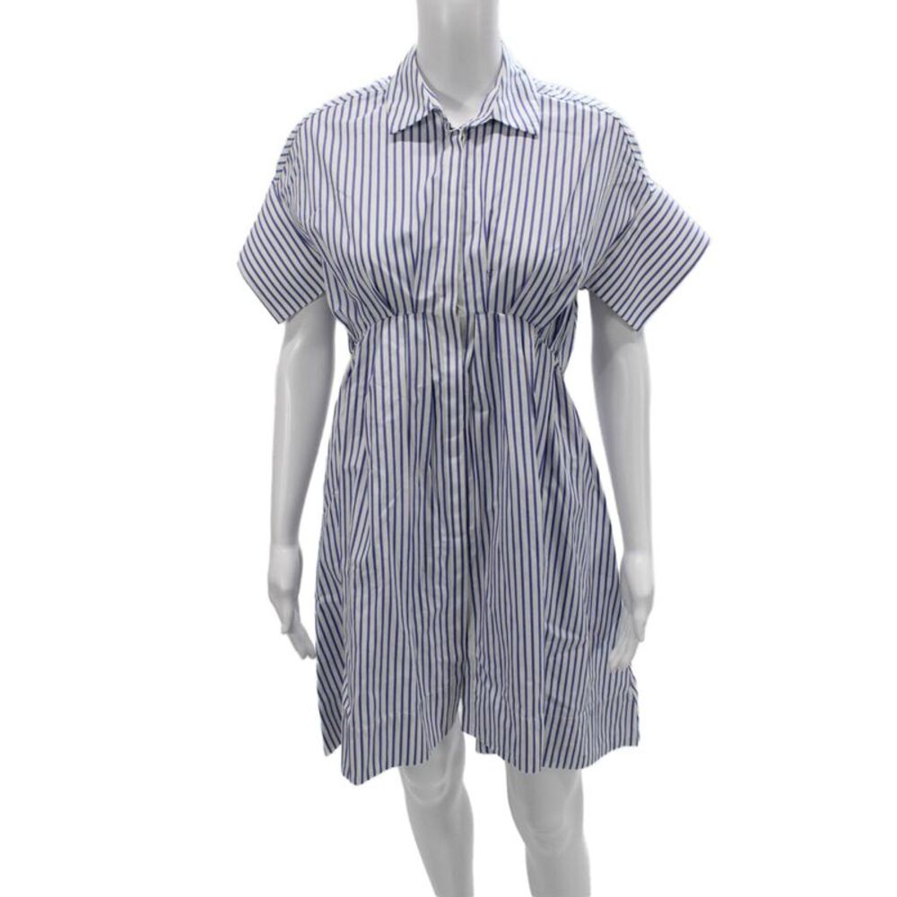 Victoria Beckham Women Shirt Dress Blue Striped Cotton Size XS